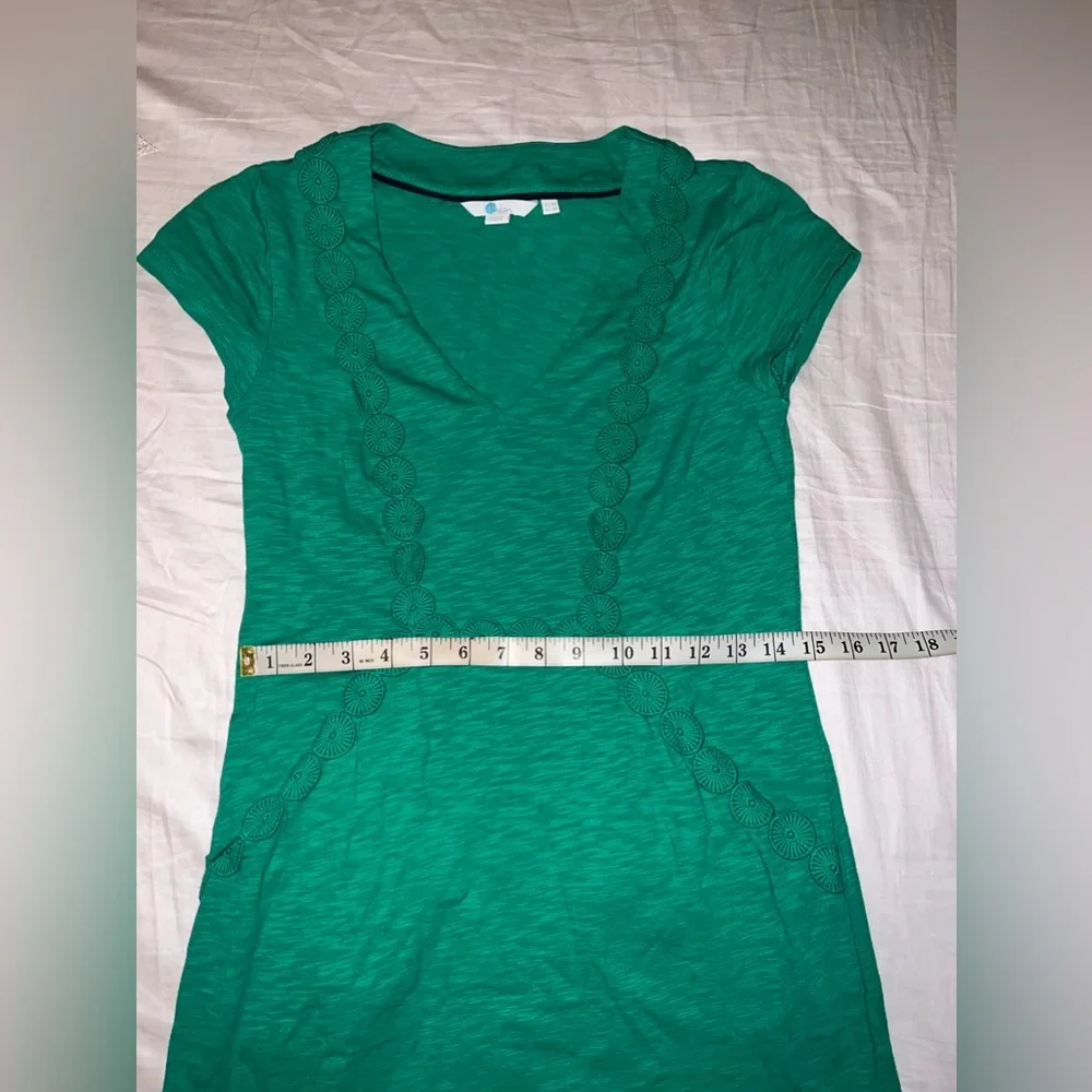 Boden Saskia Rich Emerald Green Jersey Trim Dress Size 4R